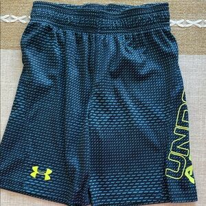 Kids Under Armour Navy and Neon Green Patterned Shorts